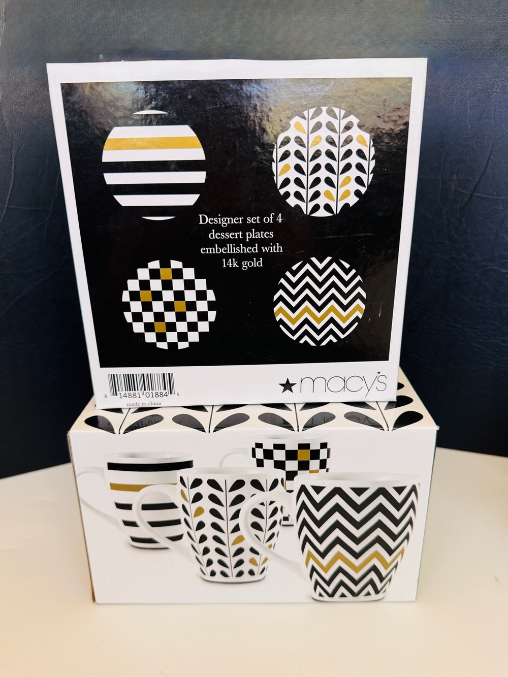 Macy's Designer Coffee Mugs & Dessert Plates Gift Set (8pcs / Ceramic)